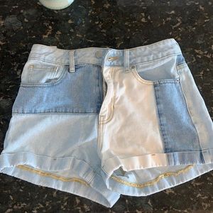 PacSun Light Blue and White Jean Shorts